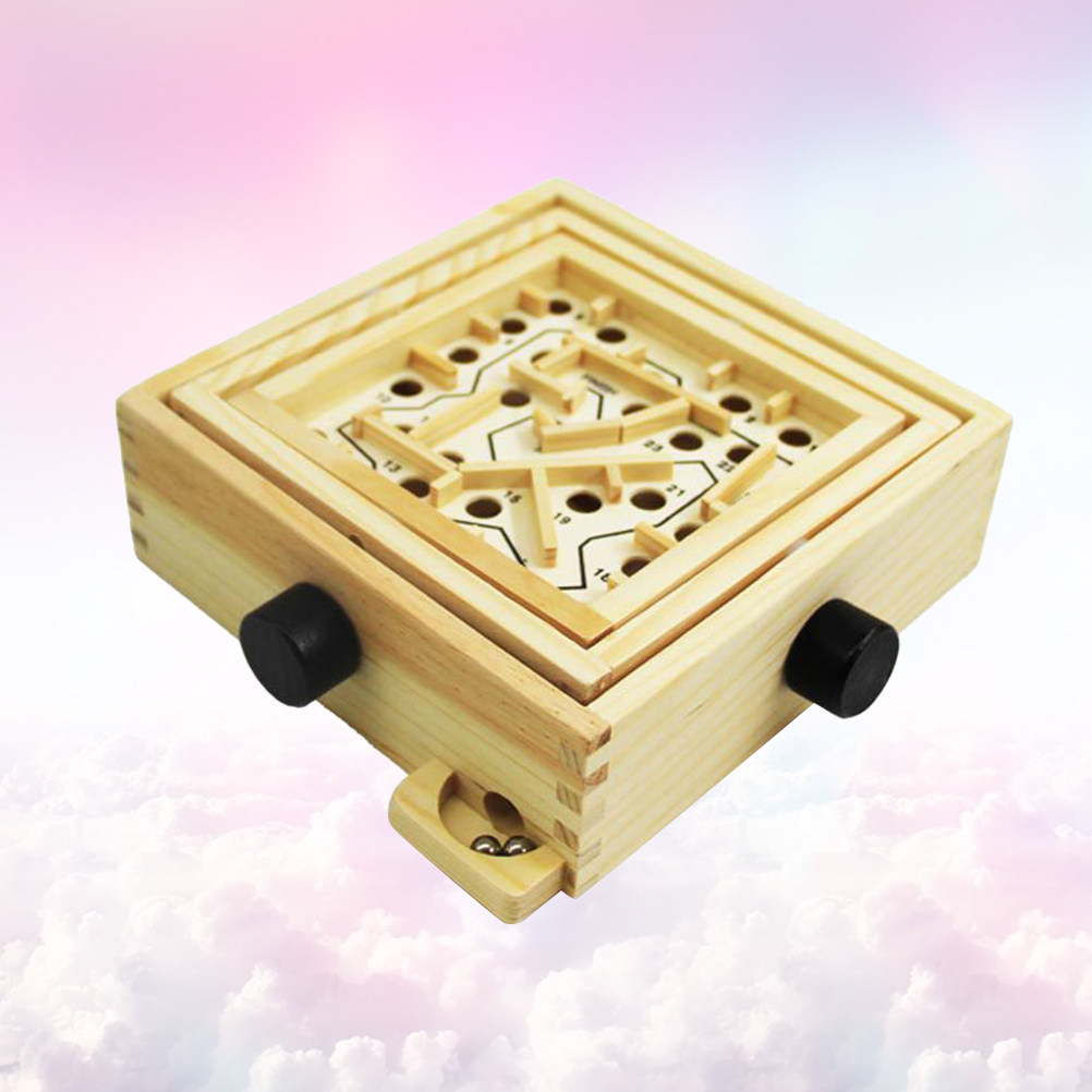Board Game Education - 1Pcs Mini Wooden Labyrinth Maze Puzzle