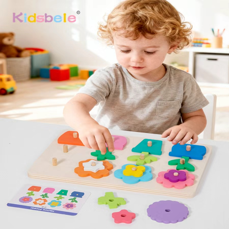 Board Game Education - Montessori DIY Wooden Flower Puzzle Board
