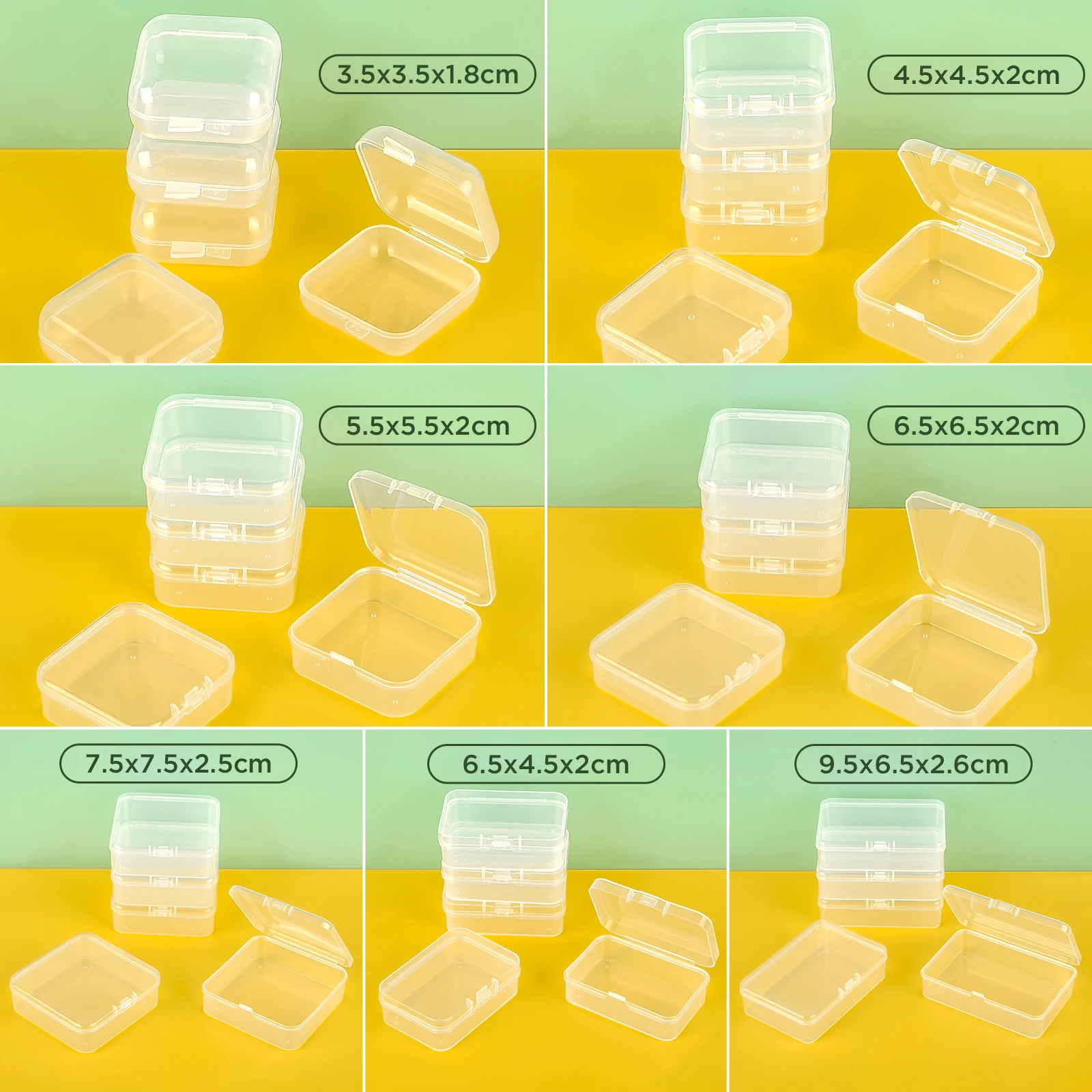 Token Tray Organizer - 10Pcs Storage Box Transparent Square PP