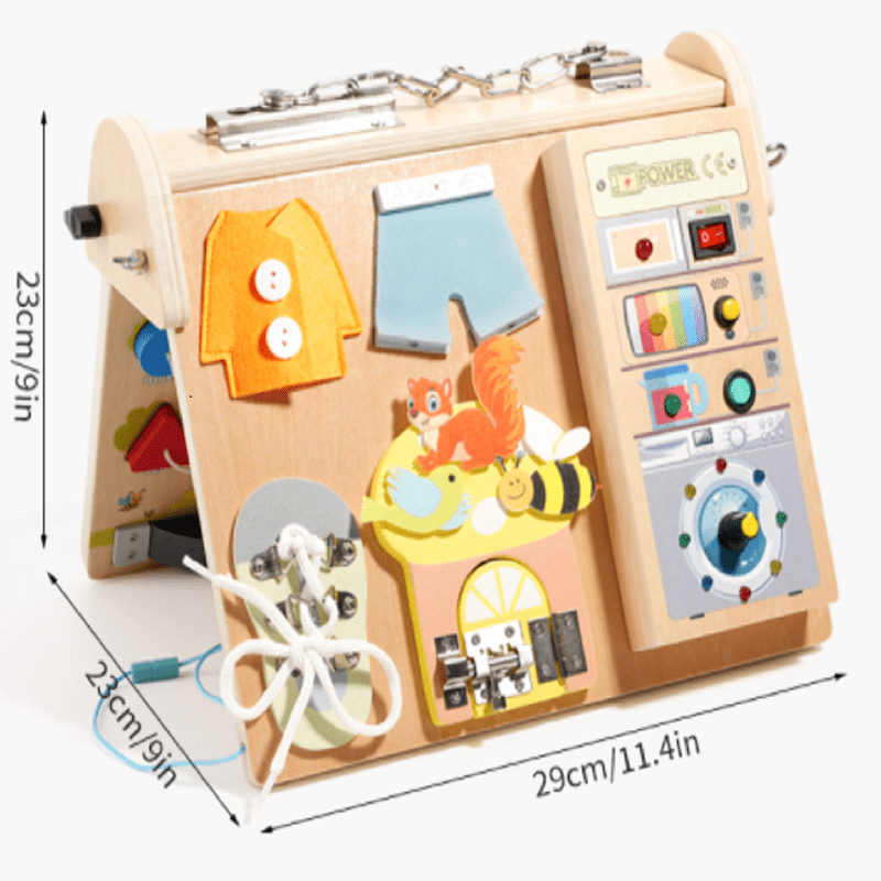 Wooden 4-in-1 Busy Board with  – обзор и цена Board Game Education